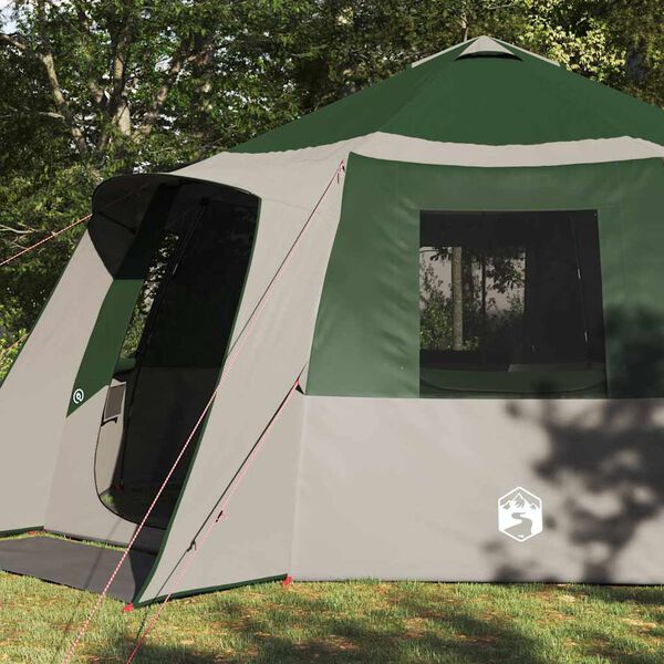 vidaXL Cabin Tent with Roof Green and Grey 500 x 500 x 294 cm