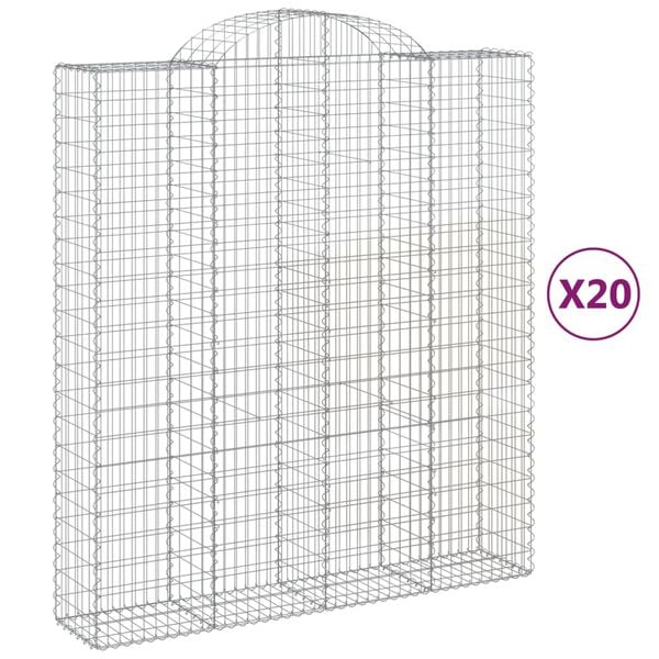 vidaXL Arched Gabion Baskets 20 pcs 200x50x220/240 cm Galvanised Iron