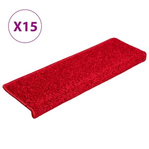 vidaXL Stair Mats 15 pcs 65x21x4 cm Red Rectangular Edge