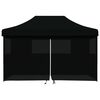vidaXL Foldable Party Tent Pop-Up with 4 Sidewalls Black