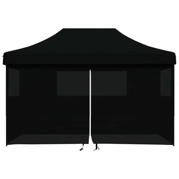 vidaXL Foldable Party Tent Pop-Up with 4 Sidewalls Black