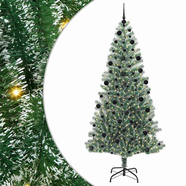 vidaXL Artificial Christmas Tree Snow Flocked with LED Light 210 cm