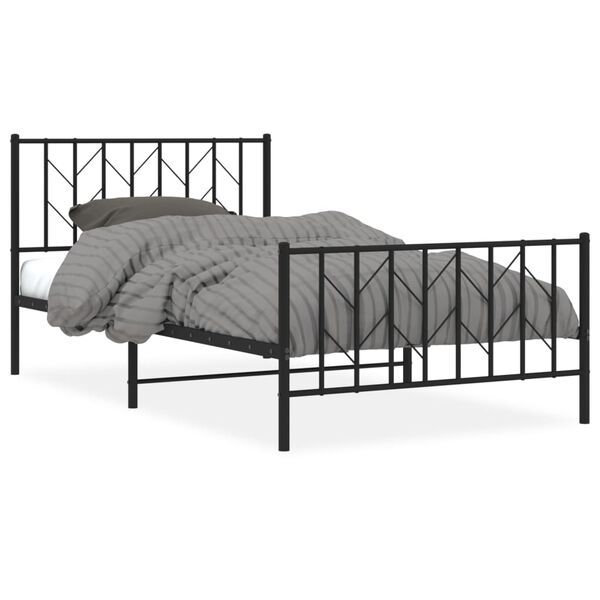 vidaXL Metal Bed Frame without Mattress with Footboard Black 107x203cm