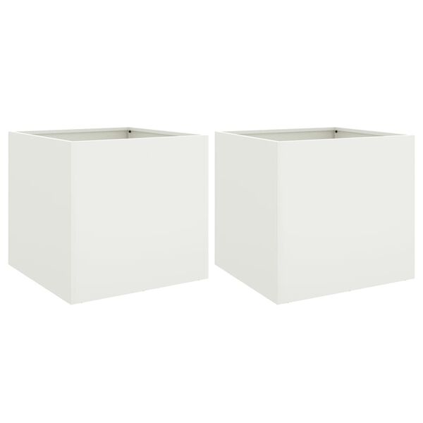 vidaXL Planters 2 pcs White 49x47x46 cm Steel