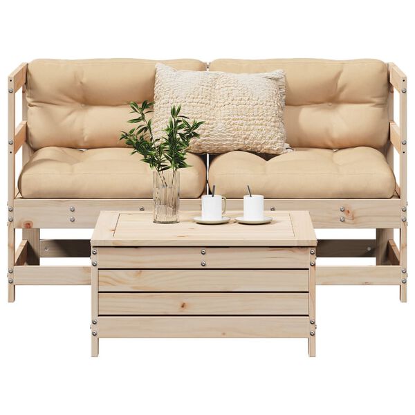 vidaXL 3 Piece Garden Sofa Set Solid Wood Pine