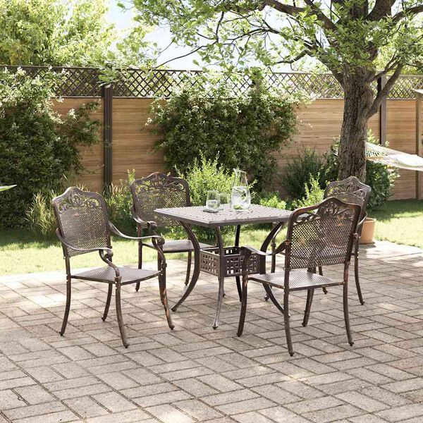 vidaXL Garden Table Set 5 pcs Bronze Cast Aluminium