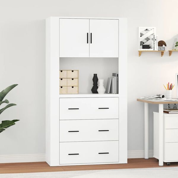 vidaXL Highboard High Gloss White Engineered Wood