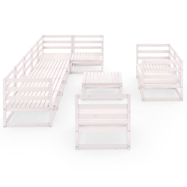 vidaXL 10 Piece Garden Lounge Set White Solid Wood Pine