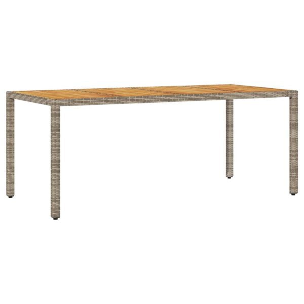 vidaXL Garden Table with Acacia Wood Top Grey 190x90x75 cm Poly Rattan