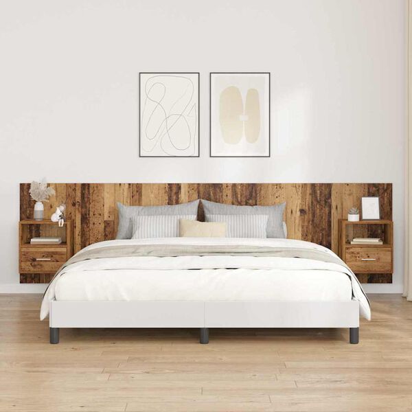 vidaXL Headboard with Cabinet 3 pcs Old Wood Engineered Wood