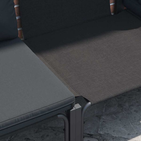 vidaXL Garden Sofa Set with Cushion 5 pcs Black Steel