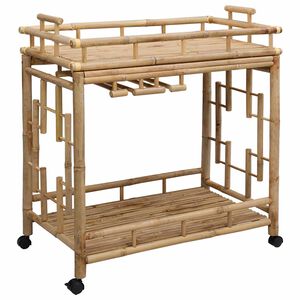 vidaXL Wine Trolley with Wheels Natural 85 x 50 x 93 cm Bamboo