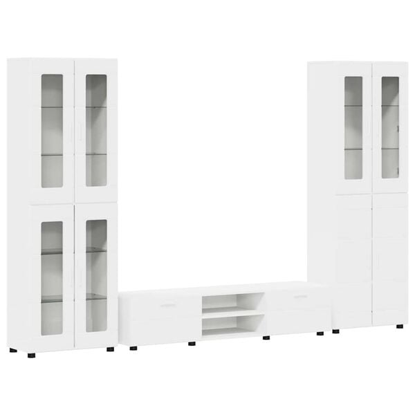 vidaXL TV Cabinet Set with Drawer with Shelf White Engineered Wood