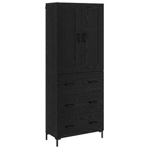 vidaXL Highboard with Drawer 2 pcs Black Oak Engineered Wood