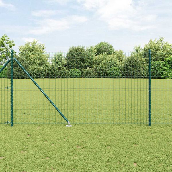 vidaXL Fence with Post Green 1.2 x 25 m Steel and PVC