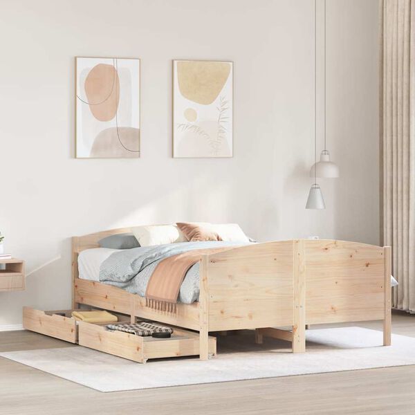 vidaXL Bed Frame without Mattress 140x190 cm Solid Wood Pine
