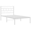 vidaXL Metal Bed Frame without Mattress with Headboard White 100x200cm