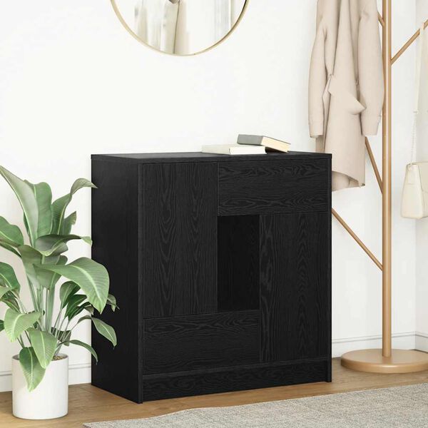 vidaXL Sideboard with Drawers and Doors Black Oak 70.5x34x74.5 cm