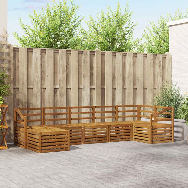 vidaXL Sofa Sets 7 pcs Natural Solid Acacia Wood