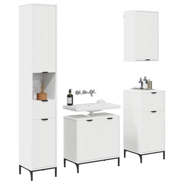 vidaXL Bathroom Furniture Set with Drawer White Engineered wood, Metal
