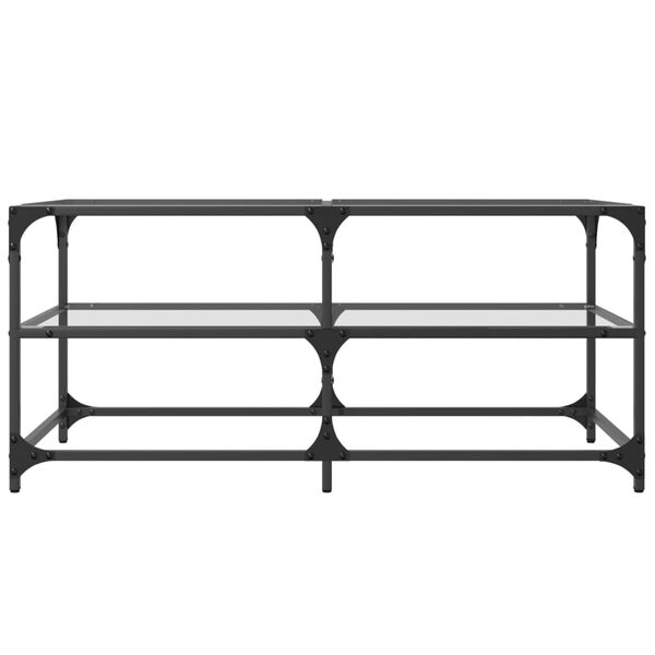 vidaXL Coffee Table with Transparent Glass Top 98.5x50x45 cm Steel