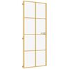vidaXL Interior Door Slim Golden 93x201.5 cm Tempered Glass and Aluminium