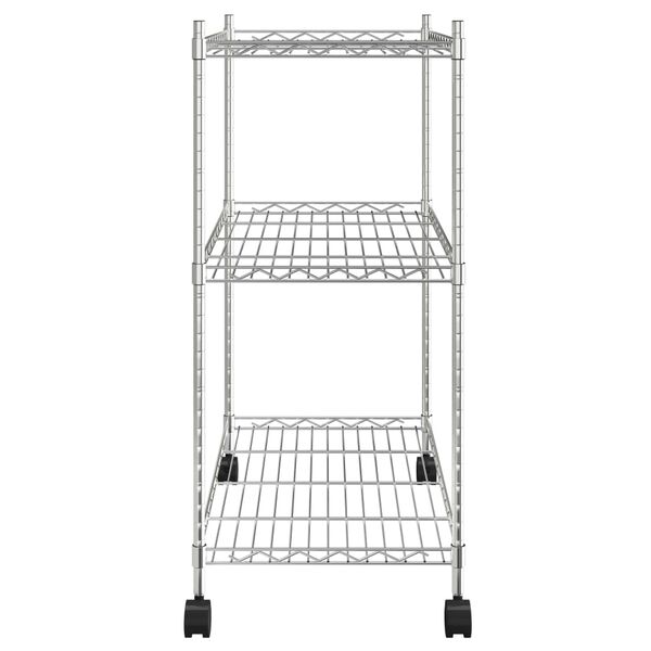 vidaXL 3-Tier Storage Rack with Wheels 60x35x81 cm Chrome 150 kg