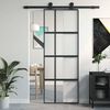 vidaXL Sliding Door Black 76x205 cm Tempered Glass and Aluminium