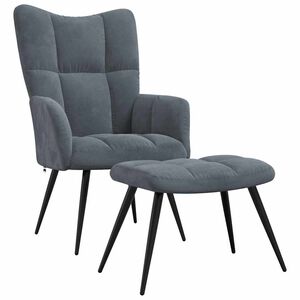 vidaXL Relaxing chair with Footstool 2 pcs Dark Grey Velvet