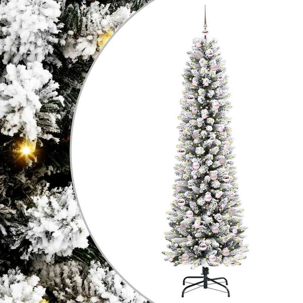 vidaXL Artificial Christmas Tree with 300 LEDs with Stand White 210 cm
