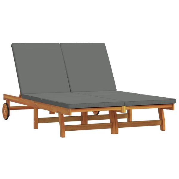 vidaXL Sun Lounger Reclining Brown 125 x 200 x 84 cm Solid Acacia Wood