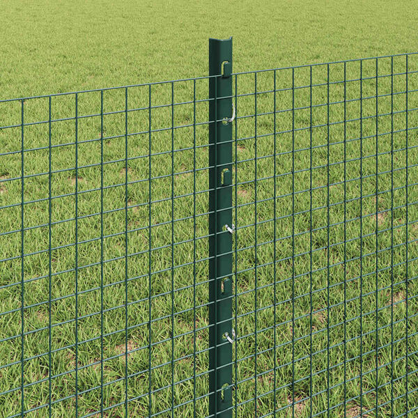 vidaXL Fence with Post Green 0.6 x 50 m Steel and PVC