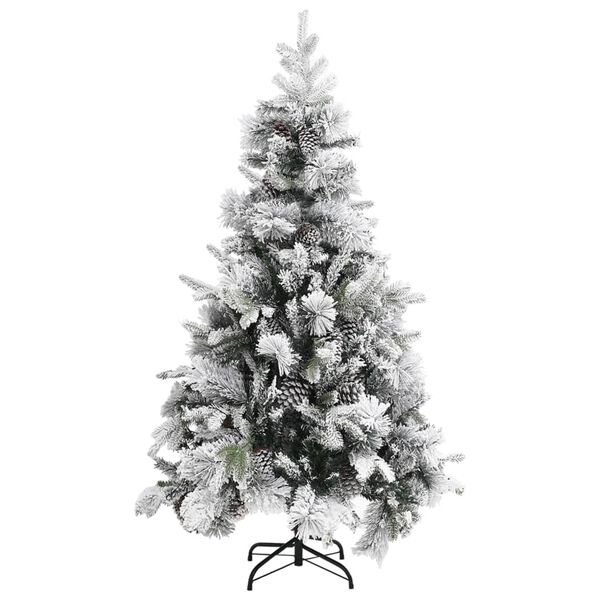 vidaXL Christmas Tree with Flocked Snow&Cones 195 cm PVC&PE