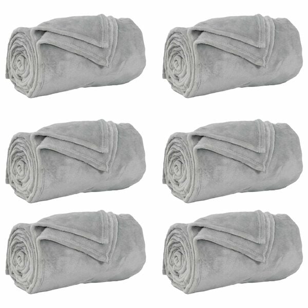 vidaXL Throw Blankets 6 pcs Grey 240 x 270 cm Fleece