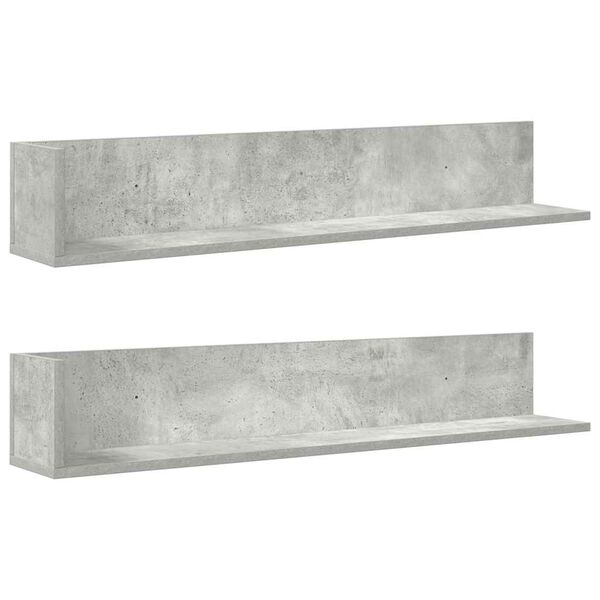 vidaXL Wall Shelves 2 pcs Concrete Grey 100x16.5x16.5 cm Engineered Wood