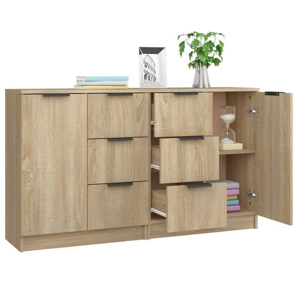 vidaXL Sideboards 2 pcs Sonoma Oak 60x30x70 cm Engineered Wood