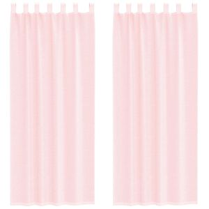 vidaXL Voile Curtains with Loops 2 pcs Light Pink 140x260 cm