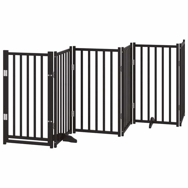 vidaXL Dog Gate with Door Foldable 12 Panels Black 600 cm Poplar Wood