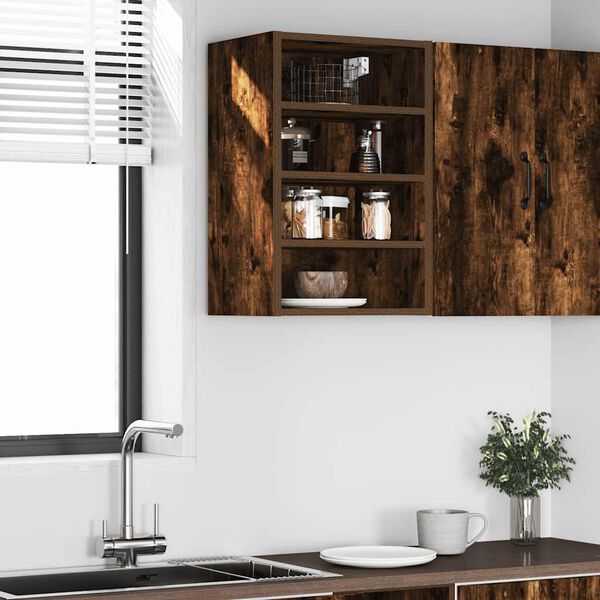 vidaXL Hanging Cabinet Riga Smoked Oak 40x29.5x60 cm Engineered Wood