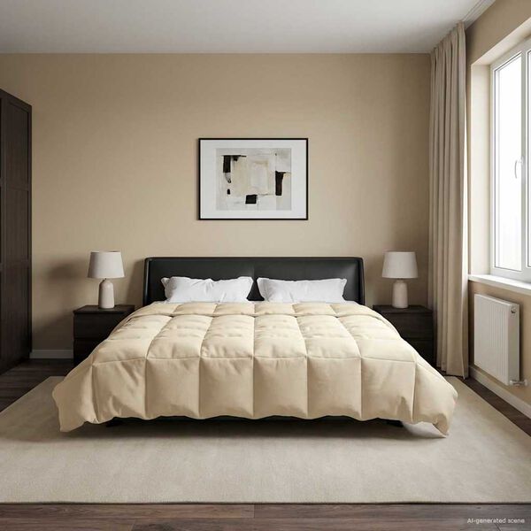 vidaXL Full Year Duvet Quilted Cream 200 x 200 cm Microfiber