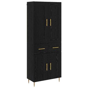 vidaXL Highboard Black Oak 69.5 x 34 x 180 cm Engineered Wood