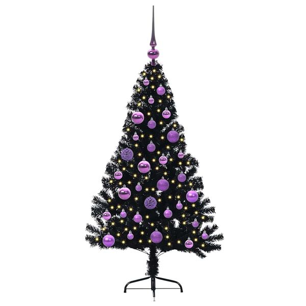 vidaXL Artificial Pre-lit Christmas Tree Black 120 cm PVC