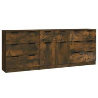 vidaXL 3 Piece Sideboards Smoked Oak Engineered Wood