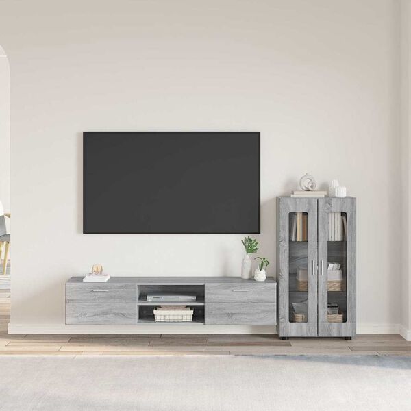 vidaXL TV Cabinet Set with Drawer Grey Sonoma Engineered Wood