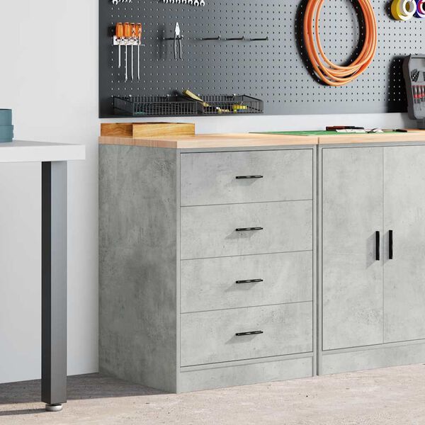vidaXL Garage Storage Cabinet Concrete Grey 60x51x85 cm Solid Wood Pine