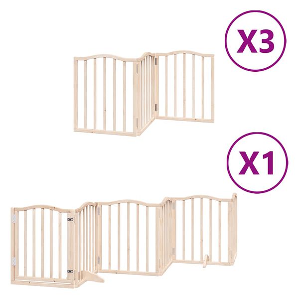 vidaXL Dog Gate with Door Foldable 15 Panels 750 cm Poplar Wood