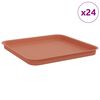 vidaXL Square Flower Tray 24 pcs Brick Red 32 x 32 x 2.5 cm Plastic