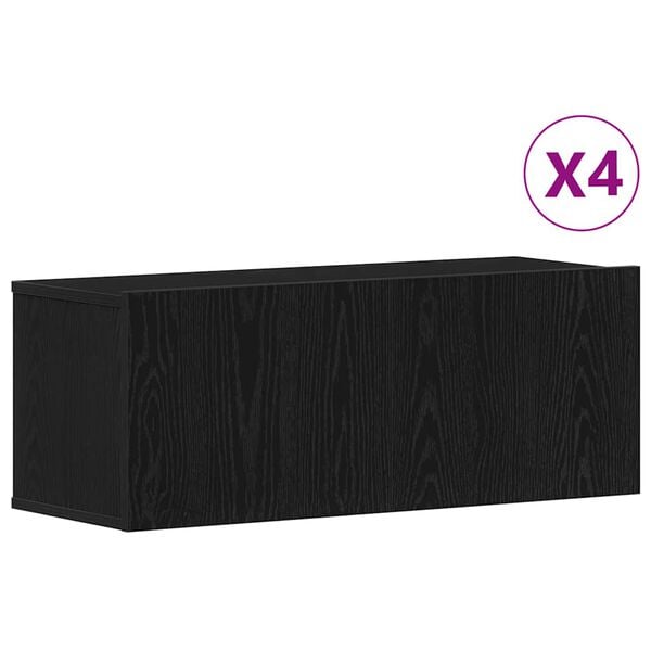 vidaXL TV Cabinet Set 4 pcs Black Oak 80 x 30 x 30 cm Engineered Wood