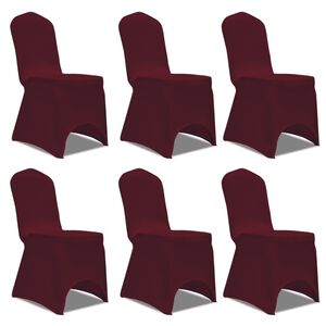 vidaXL Chair Cover | Set of 6 | Burgundy | Polyester 90%, Elastane 10%