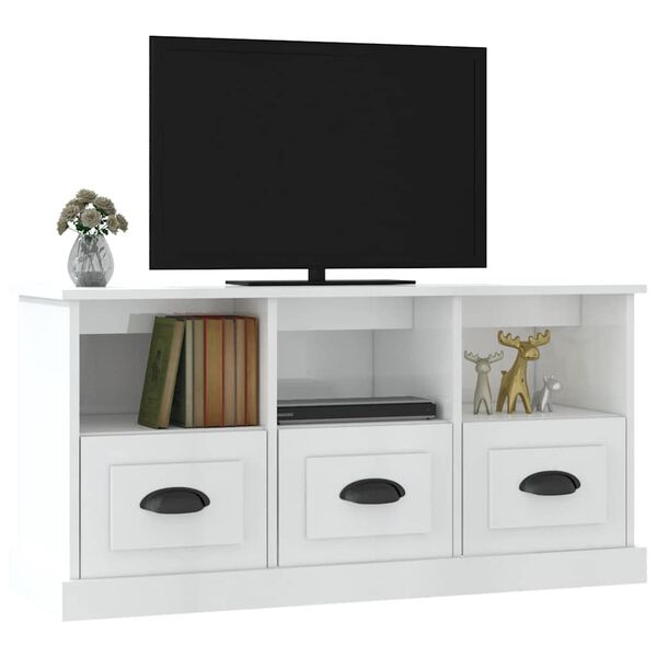 vidaXL TV Cabinet High Gloss White 100x35x50 cm Engineered Wood